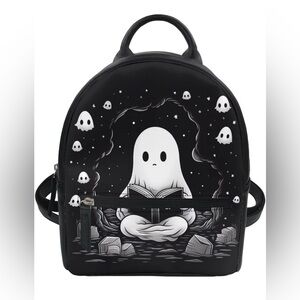 Black Ghost Graphic Mini Backpack - Youthful Cute Design